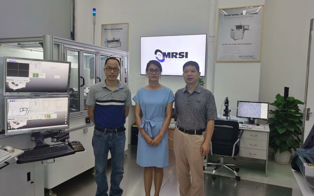 Figure. (From Left) MRSI Service Engineer Jianxi Liu, CFOL Principle Analyst Ria Tang, MRSI Senior Director of Strategic Marketing Dr. Limin Zhou